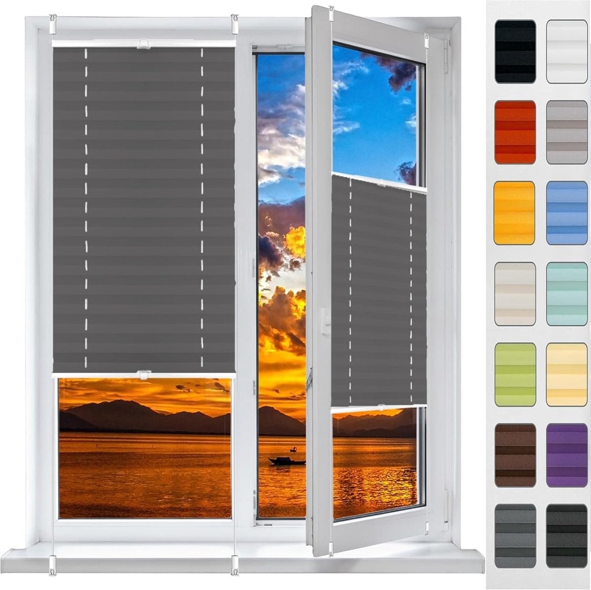 Grijs Plisségordijn met honingraatstructuur voor privacy - 78 x 150 cm