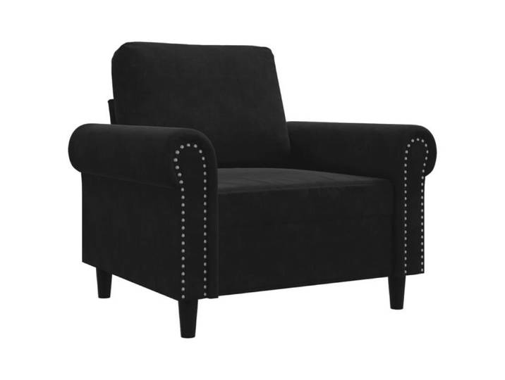 Noir Fauteuil Noir 60 cm Velours - L92xP77xH80 cm@EU93201895