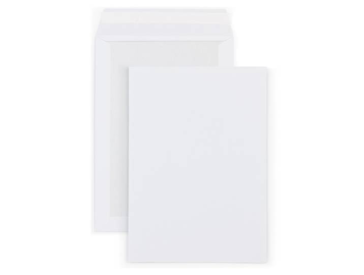 RAJA Pochette blanche 320 x 430 mm 120g sans fenêtre - dos carton - autocollante bande protectrice - Lot de 100