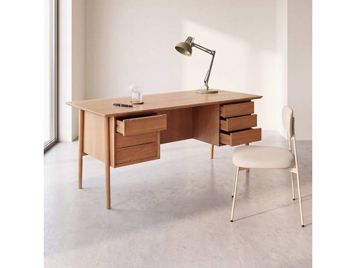 Schreibtisch aus massiver Eiche, 166 cm lang