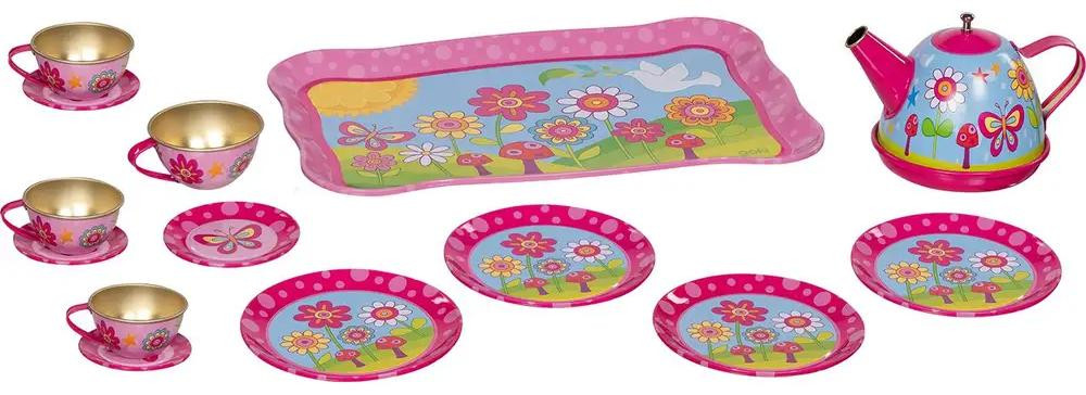 Theeservies van metaal Funky Flowers