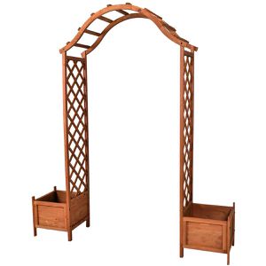 Nexos Rosenbogen GH35008, braun, mit Pflanzkasten, aus Nadelholz, freistehend, 179 x 206 x 40 cm