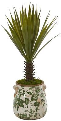 Nearly Natrual "21"" Spiky Agave Artificial Plant in Floral Planter"