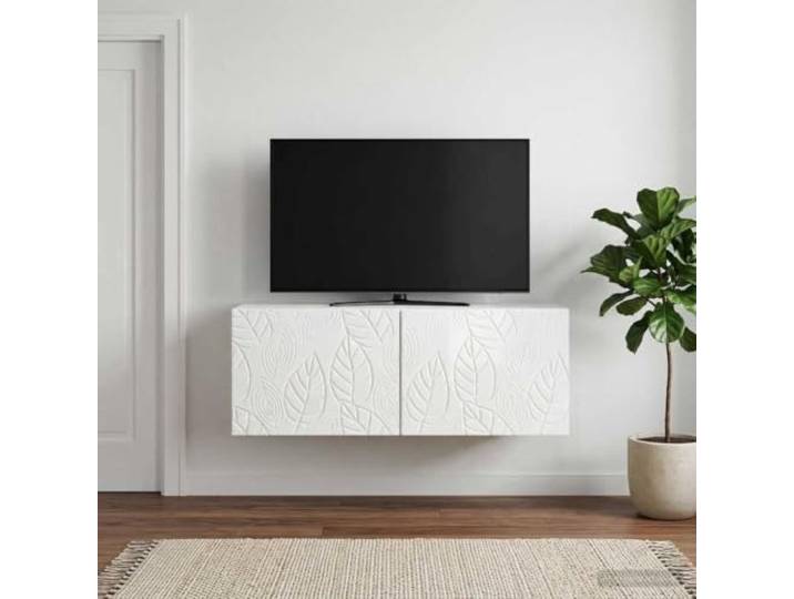 GKMBCVDFR Wandmontierter TV-Schrank 59,5 x 41 x 30 cm Hochglanz Weiß Holzwerkstoff, 90°-Türscharniere, wandmontiert, Stauraum, Vintage-Feeling, pflegeleicht