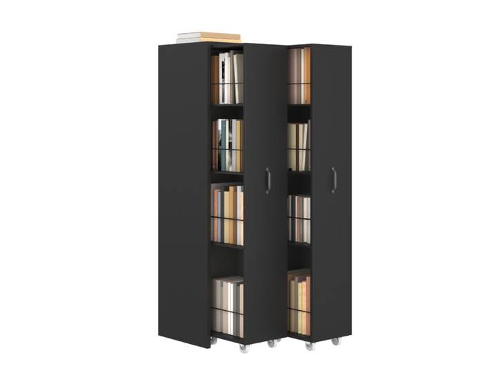 Bibliothèque extensible à roulettes 4 niveaux meuble mobile réversible gauche/droite rangement modulable pour salon