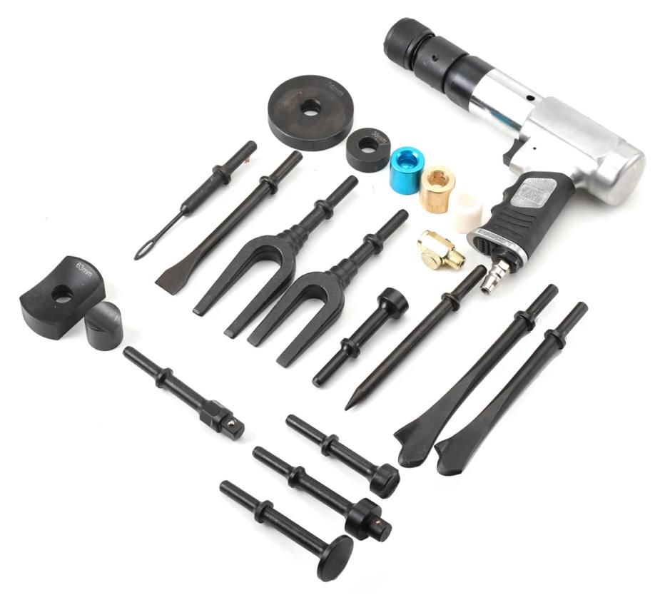 Kugelgelenk-Ausbauwerkzeug - Druckluft-Hammersatz - Zum Demontieren von Kugelgelenken - 16-teilig - Für Kraftfahrzeuge und Werkstatt