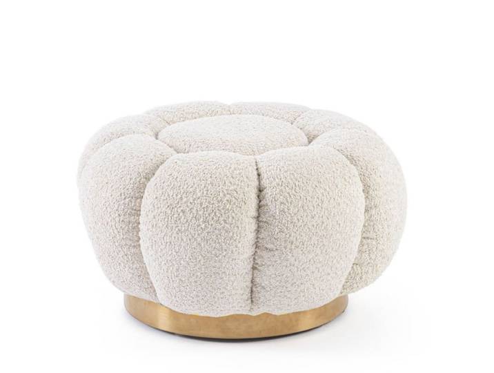 Pouf en tissu bouclé naturel