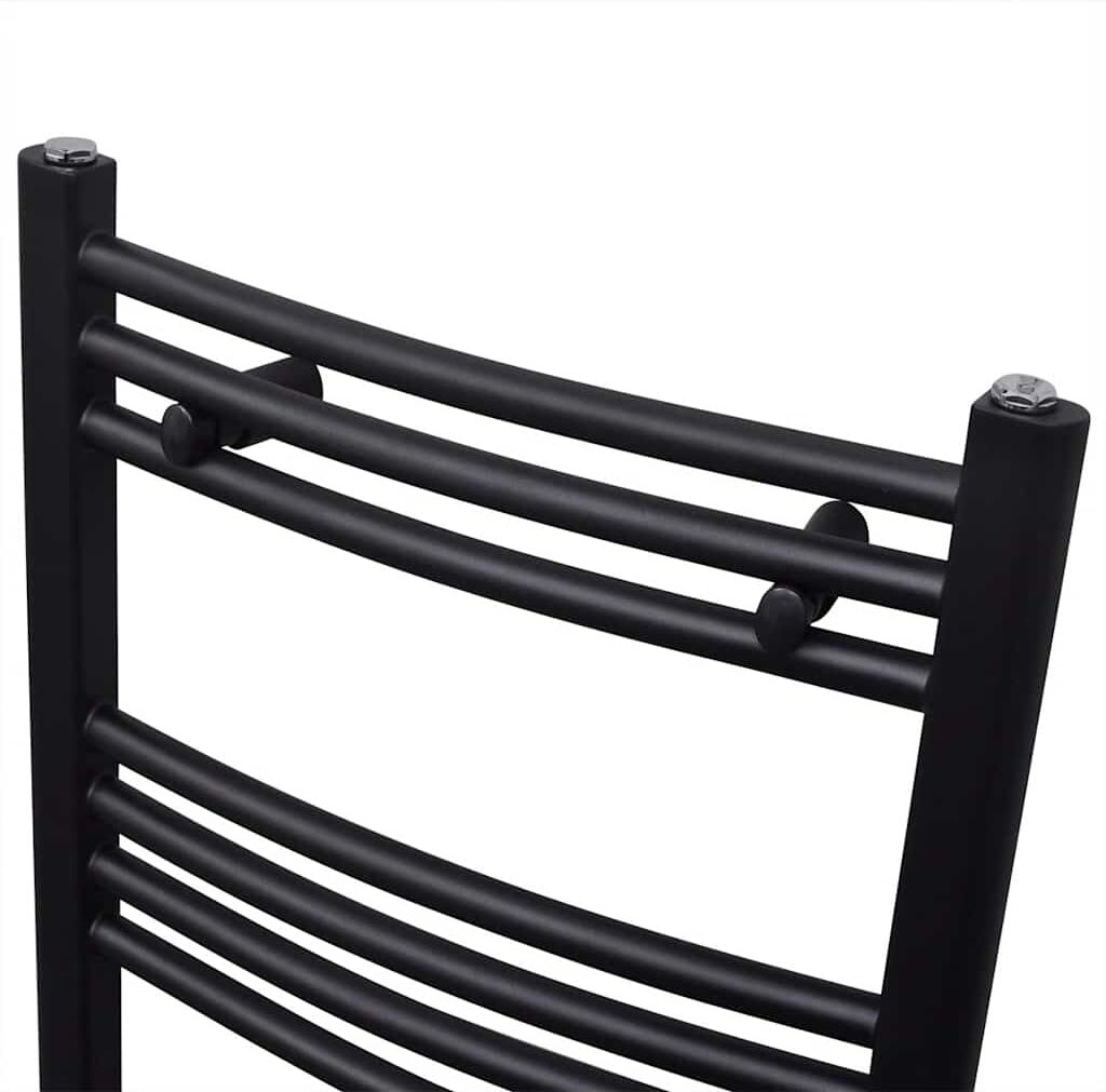 vidaXL Sèche-serviettes eau chaude à rails incurvés noir 480 x 480 mm