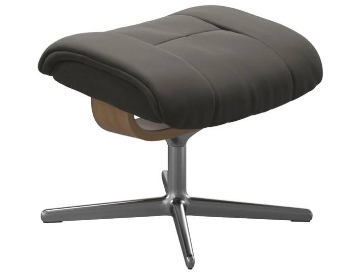 Fußhocker, Grau, 55x39 cm, Leder Paloma, Cross Base, Klassisch-Modern, Stressless