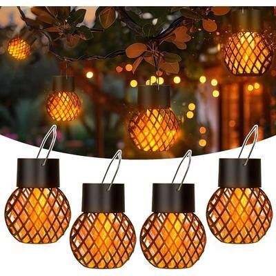 Uplift Essentials Solar Hanging Flame Effect Lantern Solar Hanging Flame Effect Lantern