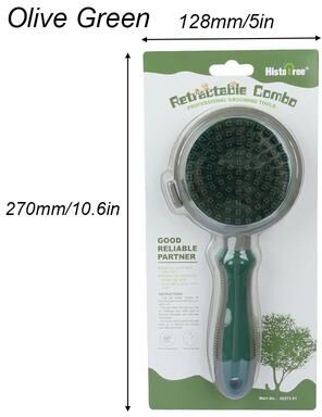 Happy Pet Pantry Double Sided Dog Grooming Brush For Bathing, Deshedding & Gentle Pet Massage olive Green
