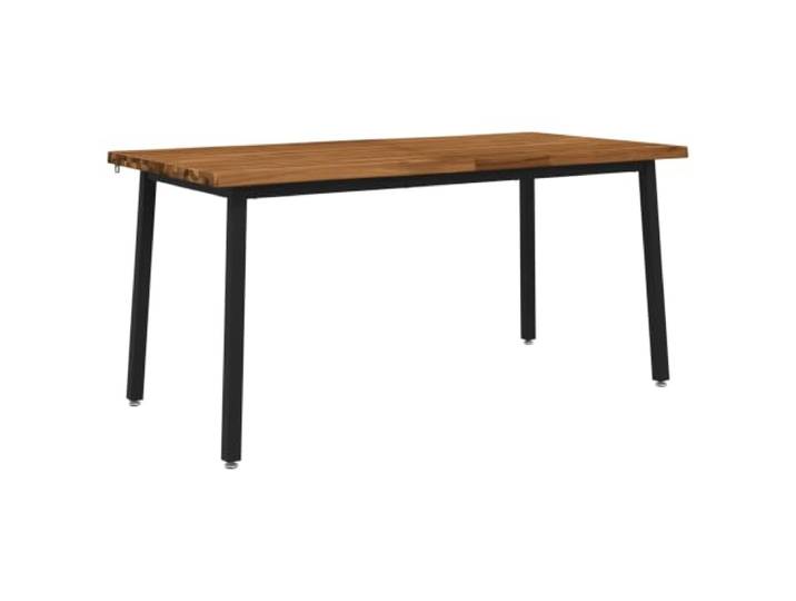HAQWRDQSG Live Edge Esstisch 160x70x75 cm Akazie Massivholz Küchentisch Rechteckiger Holz-Tisch mit Baumkante und schwarzen Stahlbeinen für Esszimmer, Wohnzimmer und Innenbereich.