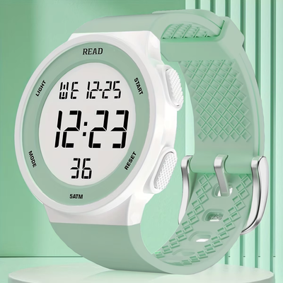 DynamicDeals Women Sport Digital Watch With LED HD Display, Waterproof Fitness Tracker, Alarm Chronograph, Silicone Strap green