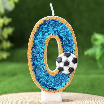 Uplift Treasures Soccer Number Birthday Cake Candle Green Glitter Design