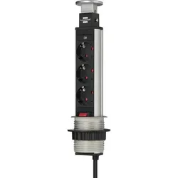 BRENNENSTUHL Tower-Power Tischleiste 3fach schwarz/grau 2m