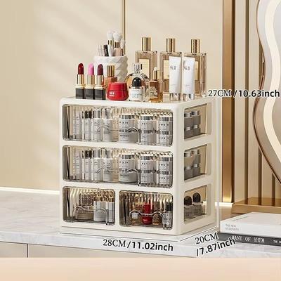 Inspired Finds Cream Glow Multi Tier Cosmetic Organizer With Drawers 3 Layers 4 Drawer 1