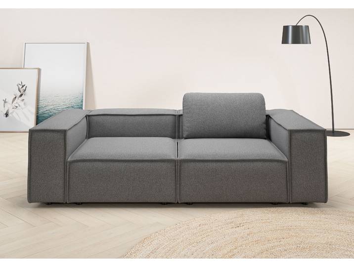 2-Sitzer Sofa, Grau, 246x118x68 cm, 100% Polyester, Breit & Modern