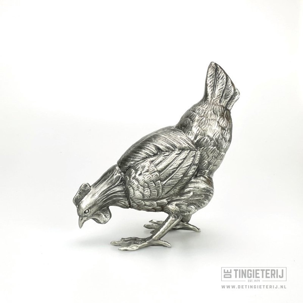 Luxe tinnen miniatuur kip voor op tafel