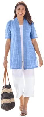 Plus Size Women's Lightweight Open Front Cardigan Sweater by Woman Within in French Blue (Size 3X)
