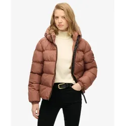 Superdry für Damen. W5011996A Sportliche Steppjacke mit nackter Kapuze (XS), Braun, Lässig, Recyceltes Polyester