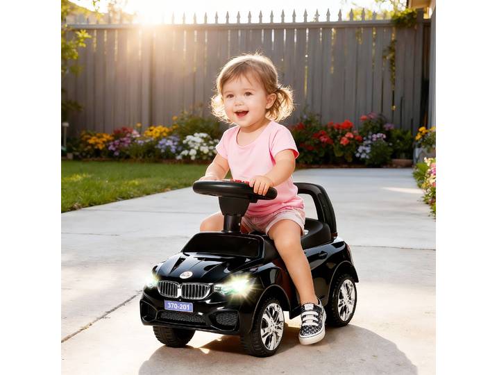 HOMCOM Voiture Enfant à Pousser avec Volant et Musiques Noir