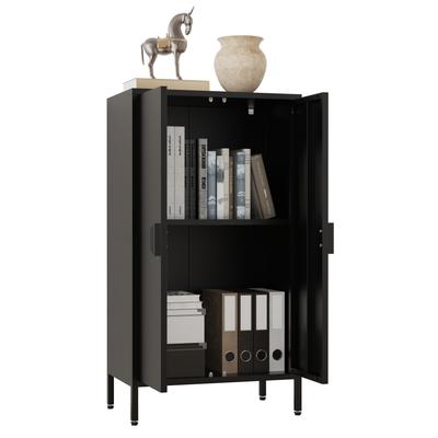 Kommode VCM "Stahl Kommode Sideboard Schrank Drehtüren Flokas M", schwarz, B:60cm T:35cm, Sideboards, Kommode