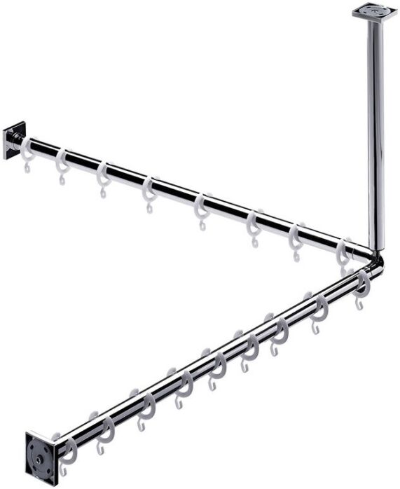 emco system 2 Duschvorhang-Set 800 mm, 2x Duschvorhangstange 2x Befestigung, 16x Ringe, chrom, 35870 358700120