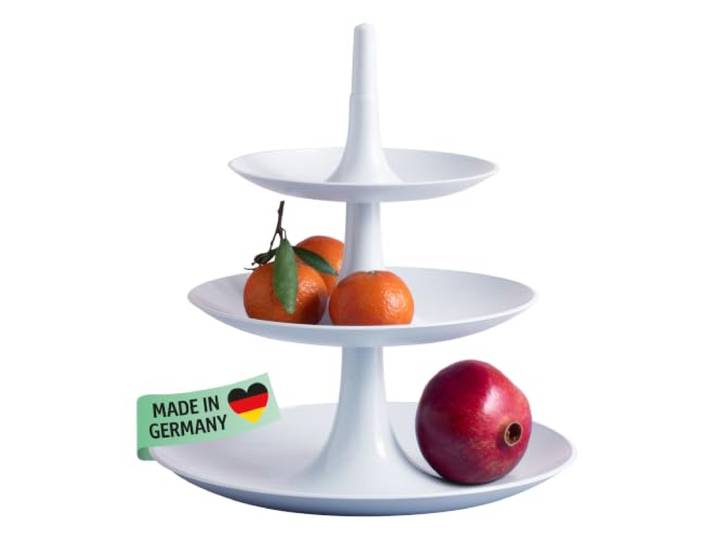 Koziol BABELL L Etagere 3-teilig Servierständer für Kuchen, Gebäck, Obst, Käse, Sandwiches biozirkulärer Kunststoff, stapelbar, spülmaschinengeeignet Küche, Haushalt (Cotton White, L)