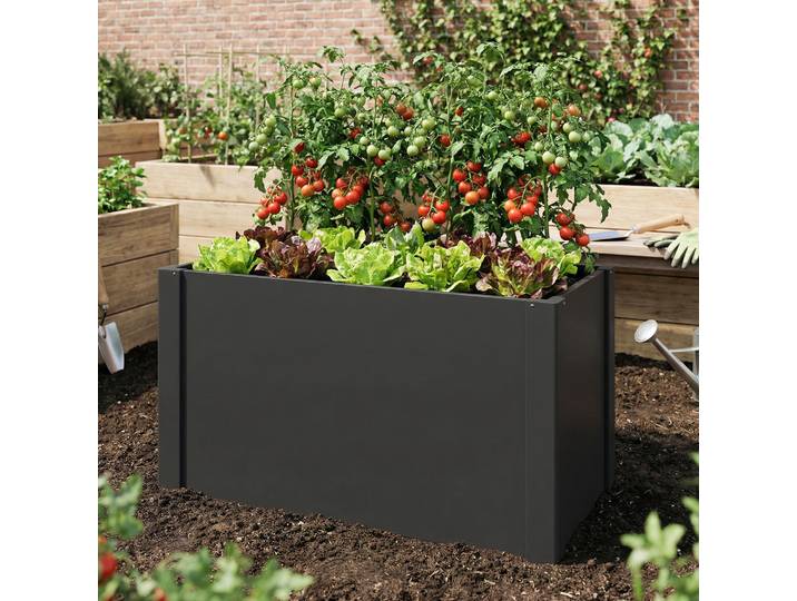 Outsunny Bac Surélevé Jardin 102x52x55cm Métal Noir