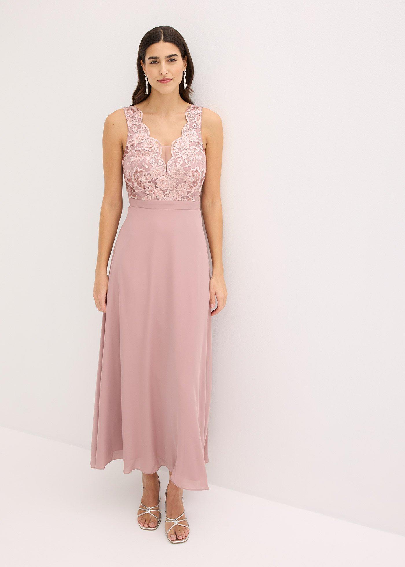 bonprix Maxikleid mit Paillettenstickerei, rosa, Gr.36, Elegantes Abendkleid mit feiner Stickerei und Paillettenverzierungen im Oberteil