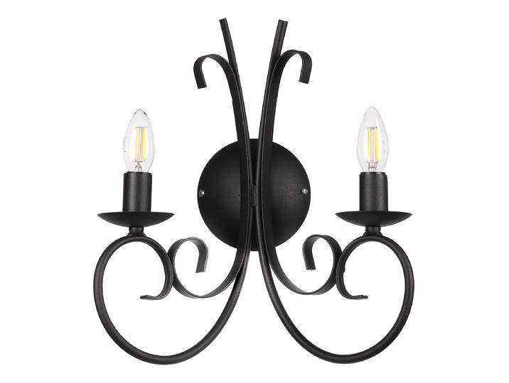 Applique murale Pompei - Type C 35 x 38 x 19cm Noir Matériau : Métal Surface en métal : Brossé Type de métal : Fer E14