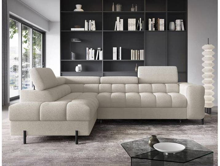 Compleo Ecksofa bubble mit verstellbaren Kopfstützen, BENITO Schlaffunktion, Bubble design