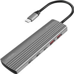 LogiLink UA0415 (USB-C, 10 Ports), Dockingstation + USB Hub, Grau