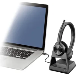 Poly Savi 7320 Office (Kabellos, USB-A), Office Headset, Schwarz