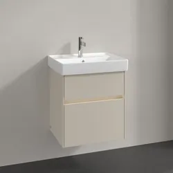 Villeroy und Boch Collaro Waschtischunterschrank C007B0VN 51x54,6x41,4cm, Waschbecken mittig, LED-Beleuchtung, cashmere grey