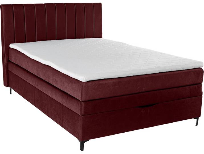 Boxspringbett MAGIC bordeau 140x200cm halbfest