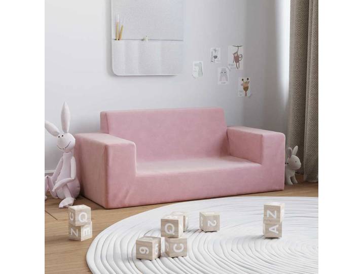 vidaXL Kindersofa 2-Sitzer Rosa Weich Plüsch