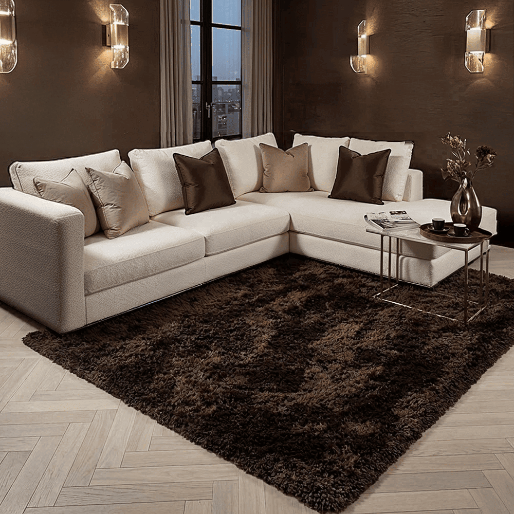 Caleb Chocolate Brown Luxury Fluffy Rug, 200x300cm