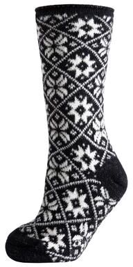 Plus Size Women's Women's Holiday Snowflake Plush-Lined Slippers Socks by MeMoi in Black (Size 9-11)