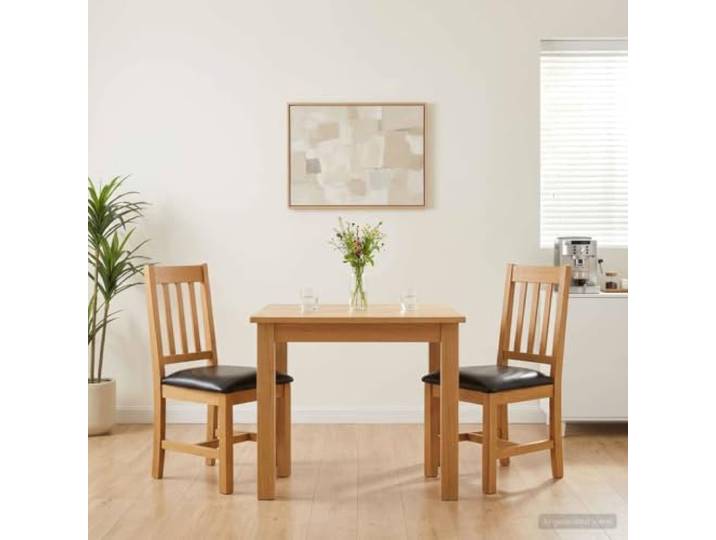HMDNGOUT Esszimmerstuhl VENLO 2 STK. Massivholz Eiche Schwarz Minimalistisches Design, schaumstoffgepolsterte Sitzfläche, feste Rückenlehne, pflegeleicht, für Küche und Esszimmer