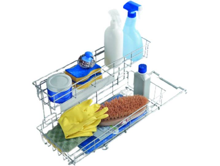 Metaltex - Gootsteenrek - Uitschuifbare Gootsteenkast Organizer - Incl. montagemateriaal - Keukenkast organizer - 2 Etages - Grijs - 20x50x28 cm