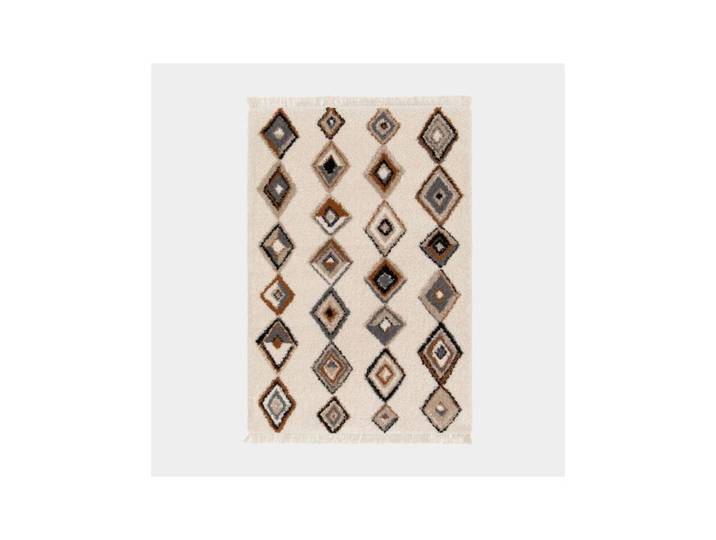 Tapis motif berbère à franges - Héritage du désert - Gris camel - 200 x 290 cm