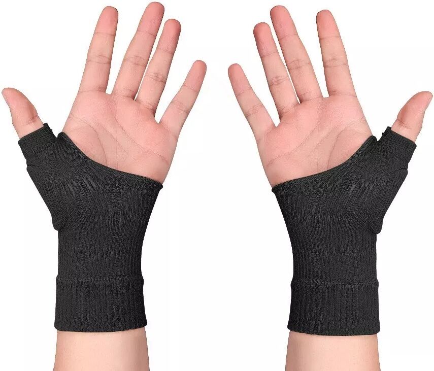 INF Gants à pouce, soutien du poignet sans doigts 1 paire - Nylon respirant avec film de latex Le noir