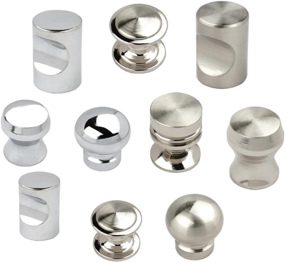 Set van 2 vintage stijl meubelknoppen en ladehandgrepen voor kasten in zilver