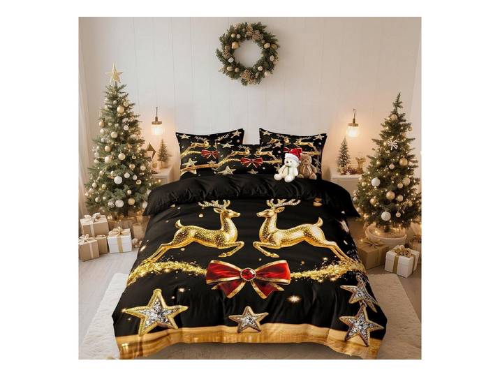 LuxusKollektion Kinderbettwäsche Bettwäsche 200x200 Weihnachten Wintermotiv 2tlg