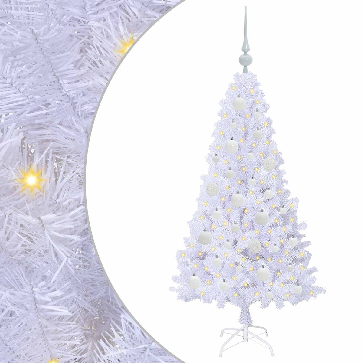 vidaXL Kunstkerstboom Wit - 120 cm - PVC en Staal