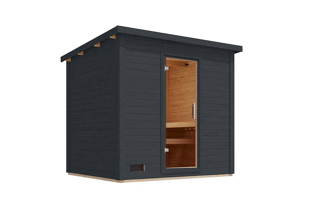 KARIBUHOLZT Sauna Hytti 3 Ofen 11kW Bio ext. Strg anthr. klarglas GGT 16989915