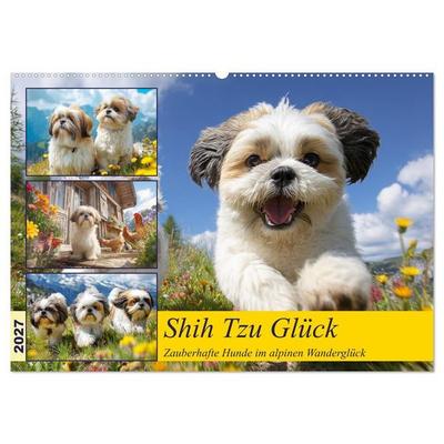 Shih Tzu Glück. Zauberhafte Hunde im alpinen Wanderglück (Wandkalender 2027 DIN A2 quer), CALVENDO Monatskalender