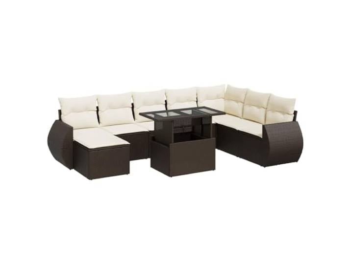 Gartenmöbel-Set, 9-teilig, braun, aus Polyrattan, mit Kissen und Tisch 9-teiliges modulares Polyrattan braun Kissen Bezug abnehmbar waschbar Aufbewahrungsbox Sitzbank Tischplatte verstellbar