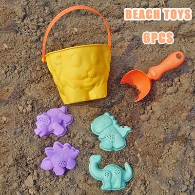 Perfect Picks Market Dinosaur Beach Toy Set For Kids Sensory Sand And Water Play Kit yellow dinosaur
